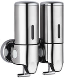 2-in-1 Soap Dispenser - Liquid Dispenser - 2 x 500 ml - 2 Reservoirs - Wall Mounted - Kitchen - Bathroom - Shower - Stainless Steel - 25 x 18.5 x 9 cm - Silver - Hanging Soap Dispenser