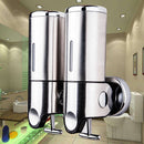 2-in-1 Soap Dispenser - Liquid Dispenser - 2 x 500 ml - 2 Reservoirs - Wall Mounted - Kitchen - Bathroom - Shower - Stainless Steel - 25 x 18.5 x 9 cm - Silver - Hanging Soap Dispenser