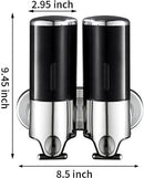 Soap Dispenser - 2 in 1 Liquid Dispenser - Liquid Dispenser - 2 x 500 ml - Wall Mounted Soap Dispenser - Kitchen - Bathroom - Shower - 24.1 x 21.6 x 10 cm - Black