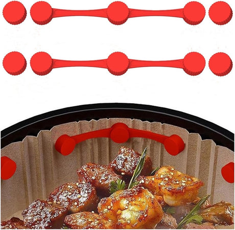 Magnetic silicone strips for airfryers - Airfryer paper holders - High temperature resistant - Set of 2 magnetic silicone fasteners for airfryers to secure parchment paper