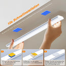 20cm LED Under Cabinet Lighting with Motion Detector - Rechargeable - 3 Colour Temperatures and Infinite Dimming, Dimmable Cabinet Lighting with 3 Modes, Sensor LED Lighting for Cabinets, Kitchens, Stairs (2 Pieces)
