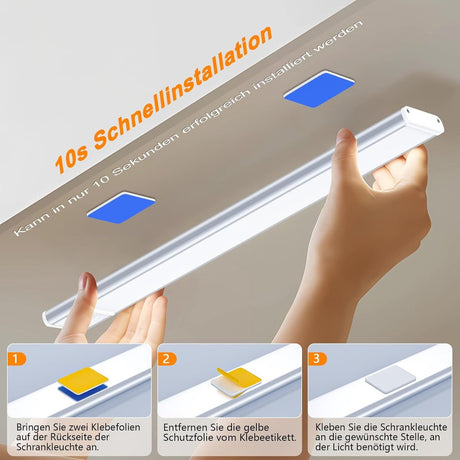 20cm LED Under Cabinet Lighting with Motion Detector - Rechargeable - 3 Colour Temperatures and Infinite Dimming, Dimmable Cabinet Lighting with 3 Modes, Sensor LED Lighting for Cabinets, Kitchens, Stairs (2 Pieces)