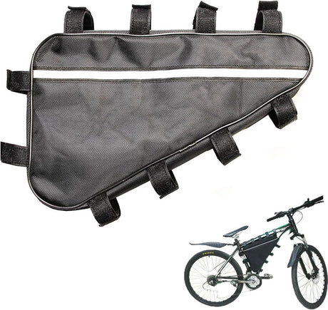 Bicycle bag - Driehoek bag for electric mountain bike battery - Waterproof Oxford cloth box - Large modification - Bicycle box - Bicycle storage tool set (39 x 36 x 22 cm)