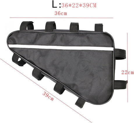 Bicycle bag - Driehoek bag for electric mountain bike battery - Waterproof Oxford cloth box - Large modification - Bicycle box - Bicycle storage tool set (39 x 36 x 22 cm)