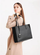 Handbags, large women's shopping bags, fashion, school, work, casual bags with zipper, A-black, western style