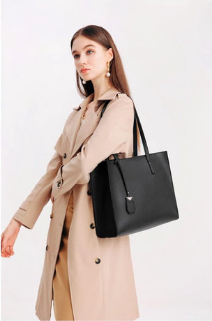 Handbags, large women's shopping bags, fashion, school, work, casual bags with zipper, A-black, western style
