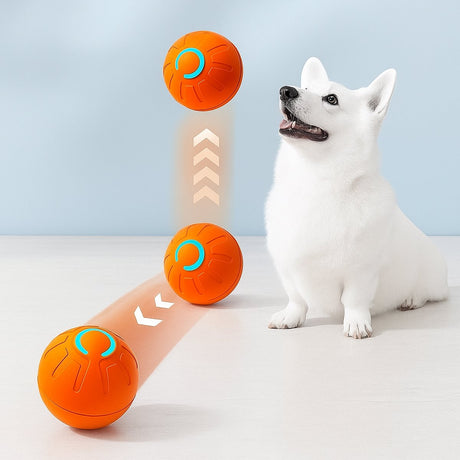 Pet Toys - Dog Toys - Interactive Dog Toys - Automatic Moving, Bouncing and Rotating Dog Ball - IPX7 Waterproof - Active Rolling Ball for Small and Medium Dogs (Orange)