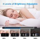 Digital alarm clock, LED digital clock with temperature display, portable mirror alarm clock, 13 alarm tones, USB rechargeable, 4 brightness settings and adjustable volume, 12/24 hour display