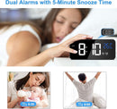 Digital alarm clock, LED digital clock with temperature display, portable mirror alarm clock, 13 alarm tones, USB rechargeable, 4 brightness settings and adjustable volume, 12/24 hour display