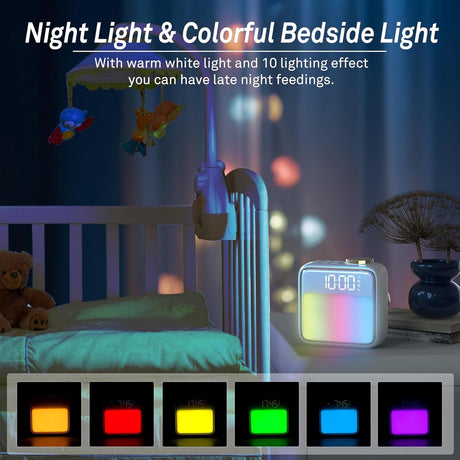 Wekker - Digital Alarm Clock - Alarm Clocks - Night Light - Wekker bedroom alarm clock with built-in battery - 6 scenes and noise synchronization - Dual alarm and snooze function - Perfect for deep sleepers - Gift for children and teenagers