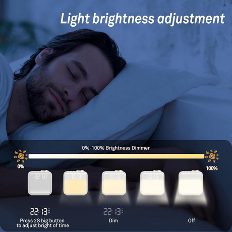 Wekker - Digital Alarm Clock - Alarm Clocks - Night Light - Wekker bedroom alarm clock with built-in battery - 6 scenes and noise synchronization - Dual alarm and snooze function - Perfect for deep sleepers - Gift for children and teenagers