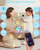Children's karaoke machine with 2 microphones, portable karaoke machine with LED lights and voice changing effects, ideal gift for children (boys and girls) aged 5 to 12.