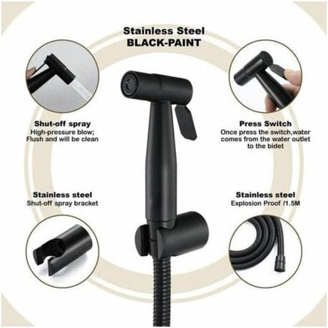 Shower head - Bidet Black, hand shower in the bathroom, toilet sprayer, stainless steel, toilet faucet