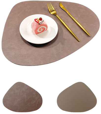 Round, washable, reversible, non-slip, heat-resistant placemats for indoor and outdoor use (set of 4, dark brown)