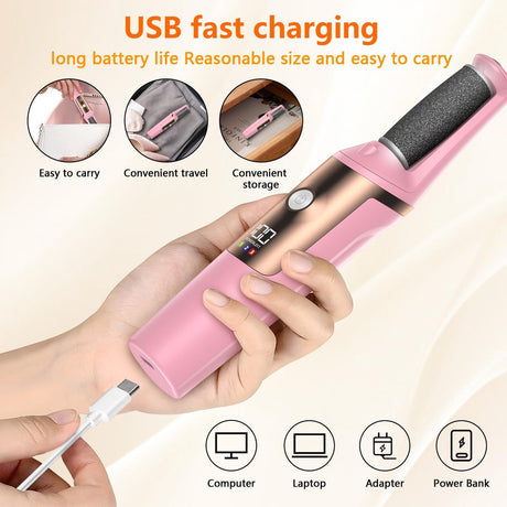 Electric Foot File - Professional Callus Remover - Pack of 10 - 3 Adjustable Speeds - For Dead Skin and Calluses - Pink