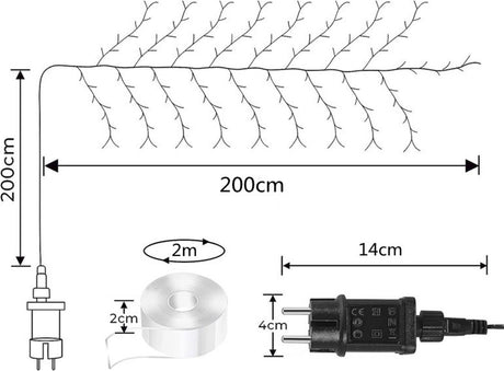 Beautiful LED Vine Branch Wall Light - 2 meters Long, 144 LED Lights - Suitable for Indoor and Outdoor Use - 8 Lighting Modes - Flexible and Decorative - Brown
