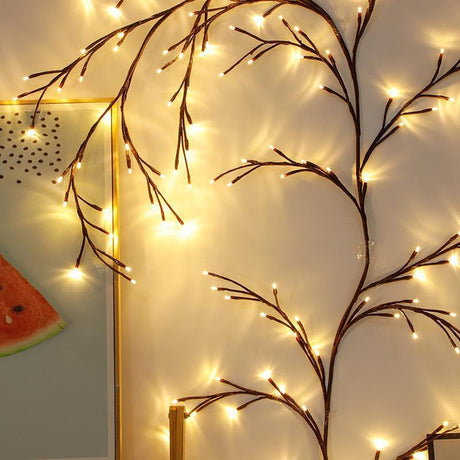 Beautiful LED Vine Branch Wall Light - 2 meters Long, 144 LED Lights - Suitable for Indoor and Outdoor Use - 8 Lighting Modes - Flexible and Decorative - Brown