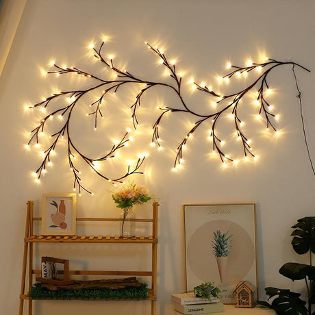 Beautiful LED Vine Branch Wall Light - 2 meters Long, 144 LED Lights - Suitable for Indoor and Outdoor Use - 8 Lighting Modes - Flexible and Decorative - Brown