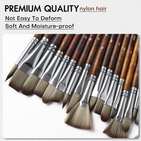Acrylic Brush Set - 25 Premium Synthetic Brushes with Fabric Tray and Drawing Board, Suitable for Acrylic, Watercolor, Oil, and Gouache | No Hair Shedding | Acrylic Brushes