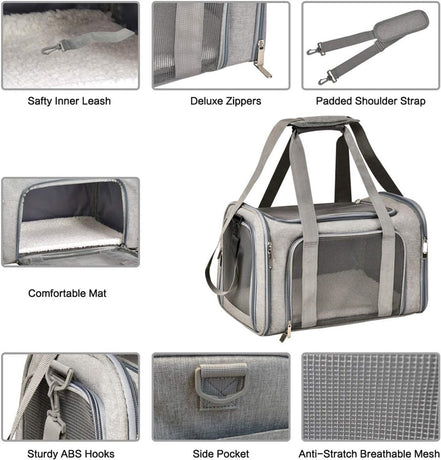 Bicycle panniers - Dog carrier bag for airplanes - Carrier bag for small dogs - Size L - Cat basket, dog basket, portable pet basket with soft sides - Foldable for puppy/rabbit travel