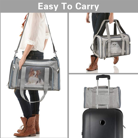 Bicycle panniers - Dog carrier bag for airplanes - Carrier bag for small dogs - Size L - Cat basket, dog basket, portable pet basket with soft sides - Foldable for puppy/rabbit travel