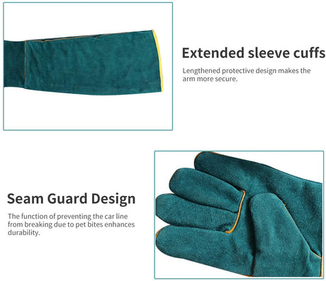 Anti-bite safety gloves - Pet gloves - Anti-bite gloves - Safety gloves - Pet protective gloves - Welding gloves - Anti-bite - Suitable for dogs, cats and pipes - Size L - 60 cm
