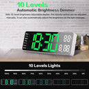 Digital Clock - Wall Clock - LED Display - 13-inch LED Digital Clock - Remote Control - Modern Design - Adjustable Brightness - Time, Date, Temperature - Living Room, Kitchen, Office, Gym