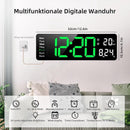 Digital Clock - Wall Clock - LED Display - 13-inch LED Digital Clock - Remote Control - Modern Design - Adjustable Brightness - Time, Date, Temperature - Living Room, Kitchen, Office, Gym