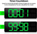 Digital Clock - Wall Clock - LED Display - 13-inch LED Digital Clock - Remote Control - Modern Design - Adjustable Brightness - Time, Date, Temperature - Living Room, Kitchen, Office, Gym