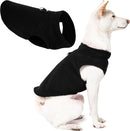 Dog Coat - Fleece Vest - Dog Sweater - Warm Winter Coat - Pull-On Fleece Coat - Leash with Ring - Perfect for Small and Medium Dogs - Black - Size XL