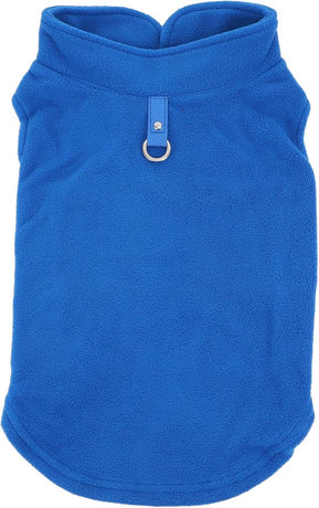 Dog Coat - Fleece Vest - Dog Sweater - Warm Winter Coat - Pull-On Fleece Coat - Leash with Ring - Perfect for Small and Medium Dogs - Blue - Size XL
