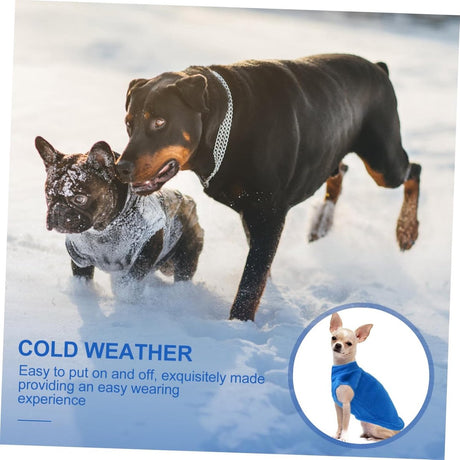 Dog Coat - Fleece Vest - Dog Sweater - Warm Winter Coat - Pull-On Fleece Coat - Leash with Ring - Perfect for Small and Medium Dogs - Blue - Size XL