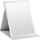 Folding tabletop mirror with PU leather cover – 125 x 17 cm – Portable travel mirror with stand – Makeup mirror for office and camping