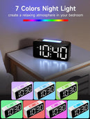 Digital Night Light - Klok Extra Powerful - 7 Colors - Ideal for Heavy Sleepers - Adjustable Volume and USB Charging - Place on the Bedside Table - Pink
