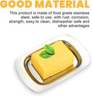 Stainless steel butter dish with lid for 250g of butter – Dessert bowl and cheese bread box for restaurant and home use – 186 x 12 x 65 cm