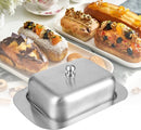 Stainless steel butter dish with lid for 250g of butter – Dessert bowl and cheese bread box for restaurant and home use – 186 x 12 x 65 cm