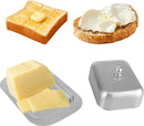 Stainless steel butter dish with lid for 250g of butter – Dessert bowl and cheese bread box for restaurant and home use – 186 x 12 x 65 cm