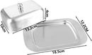 Stainless steel butter dish with lid for 250g of butter – Dessert bowl and cheese bread box for restaurant and home use – 186 x 12 x 65 cm