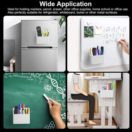 Pen holder - Magnetic pen holder - Marker holder - Marker holder for school - Whiteboard - Magnetic - Marker storage - Pencil organizer for pencil case - Set of 2 - White