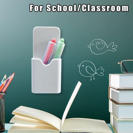Pen holder - Magnetic pen holder - Marker holder - Marker holder for school - Whiteboard - Magnetic - Marker storage - Pencil organizer for pencil case - Set of 2 - White