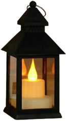 Decorative black lanterns for outdoor tables - Set of 2 mini LED metal lanterns for Halloween, weddings, Ramadan, gardens, Christmas, balconies, indoor and outdoor parties