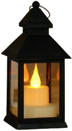 Decorative black lanterns for outdoor tables - Set of 2 mini LED metal lanterns for Halloween, weddings, Ramadan, gardens, Christmas, balconies, indoor and outdoor parties
