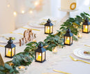 Decorative black lanterns for outdoor tables - Set of 2 mini LED metal lanterns for Halloween, weddings, Ramadan, gardens, Christmas, balconies, indoor and outdoor parties