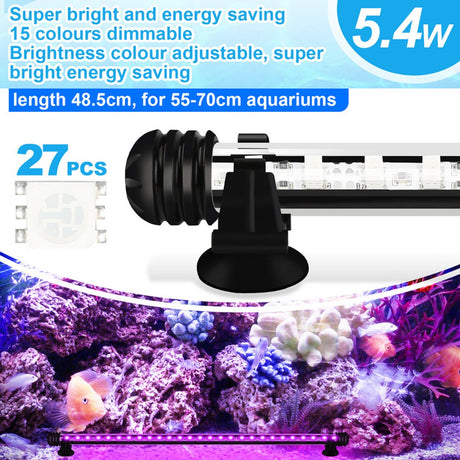 RGB Aquarium Light with Controller - Length 48.5 cm - 5.4 Watt - Aquarium Lamp - Aquarium Lamp - Aquarium Lamp - Dimmable