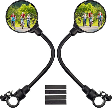 2-Piece Convex Bicycle Mirrors - Universal HD Handlebar Mirrors with 360-Degree Rotation and Wider Field of View for Bicycles and Electric Bikes