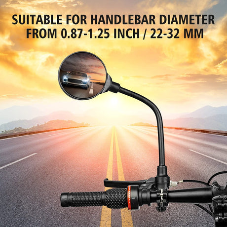 2-Piece Convex Bicycle Mirrors - Universal HD Handlebar Mirrors with 360-Degree Rotation and Wider Field of View for Bicycles and Electric Bikes