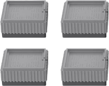 4x Square Furniture Risers - Stackable Table Legs for Washing Machines - Gray