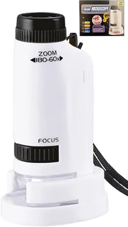 Microscope - Children's Microscope - Portable Pocket Microscope - Mini 60X-180X - Kids Exploration Kit - for Students, Science and Play