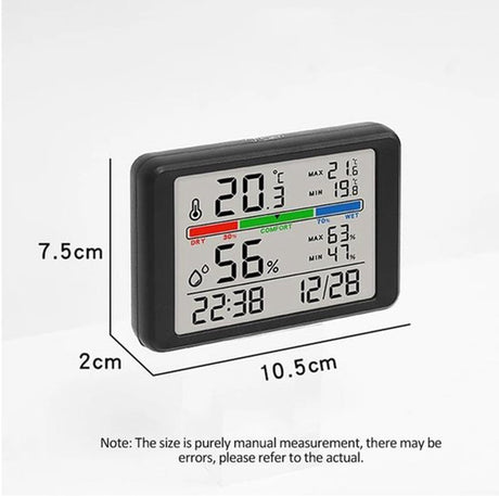 Wekker - Weather Station - Digital Hygrometer - Room Thermometer - Temperature and Humidity Meter - Baby's Room - Children's Room - Office - Kitchen - Wall Mounted in Garage - Desk Alarm Clock - Christmas Gift - White