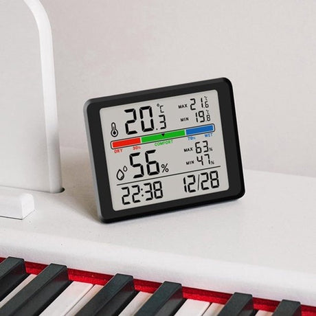 Wekker - Weather Station - Digital Hygrometer - Room Thermometer - Temperature and Humidity Meter - Baby's Room - Children's Room - Office - Kitchen - Wall Mounted in Garage - Desk Alarm Clock - Christmas Gift - White